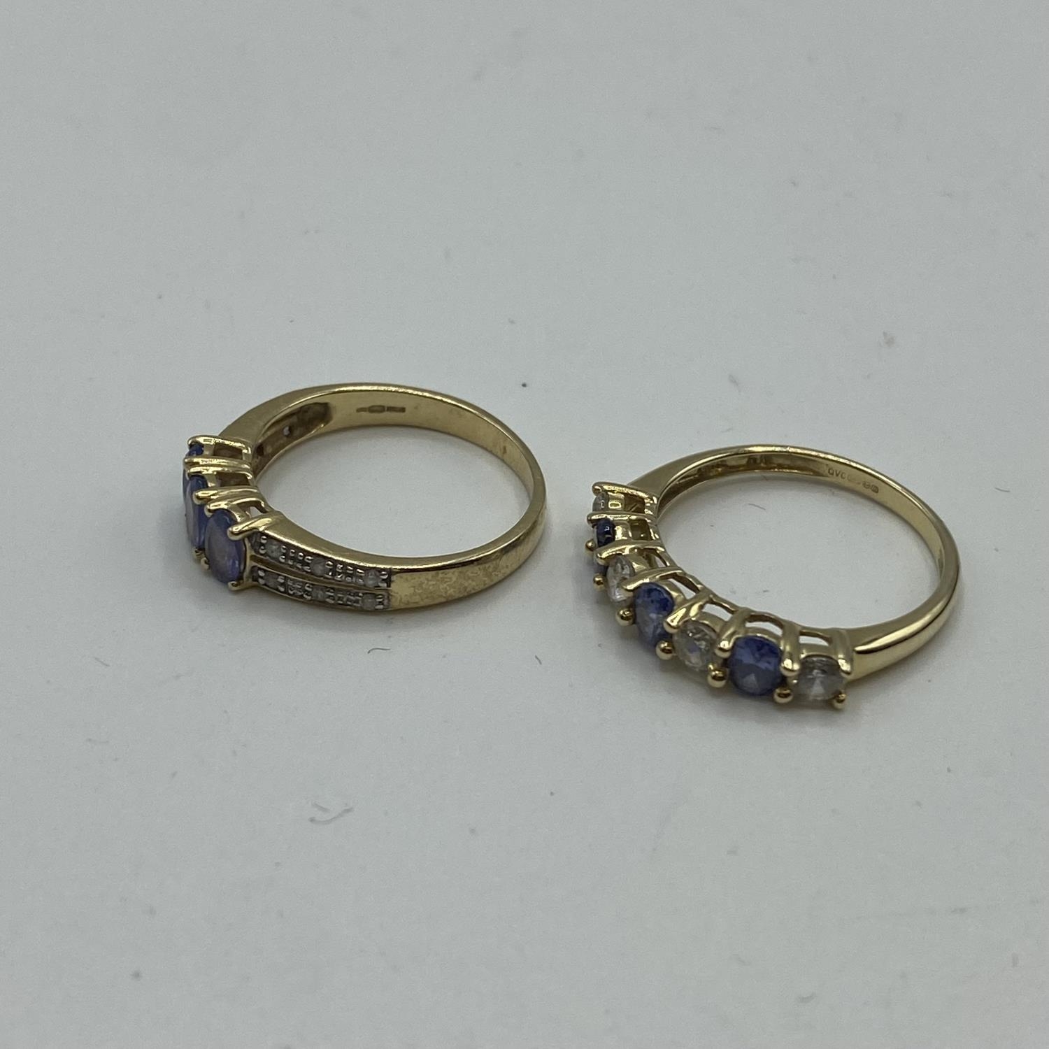 Two 585 marked Tanzanite and diamond set rings (size K) 3.9 g - Image 4 of 4