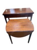 A Victorian mahogany fold over tea table, and a mahogany fall flap side table