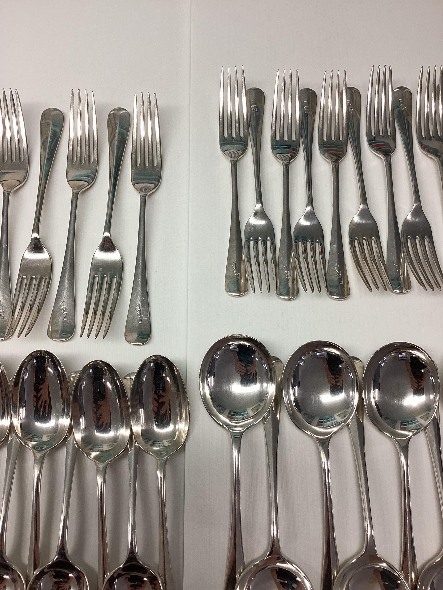 A Sterling silver flatware service (110 pieces), approx 192ozt, initials FBD - Image 5 of 9