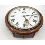 A large GWR circular station wall clock 57cm dia