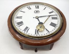 A large GWR circular station wall clock 57cm dia