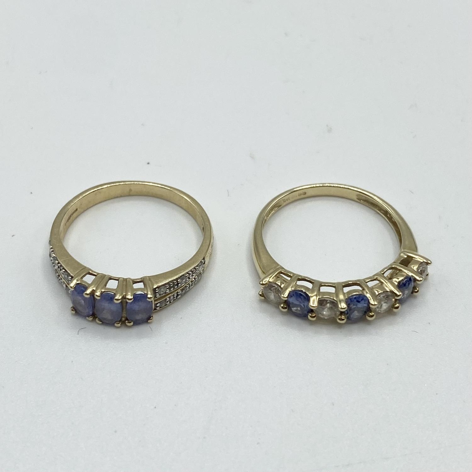 Two 585 marked Tanzanite and diamond set rings (size K) 3.9 g - Image 2 of 4