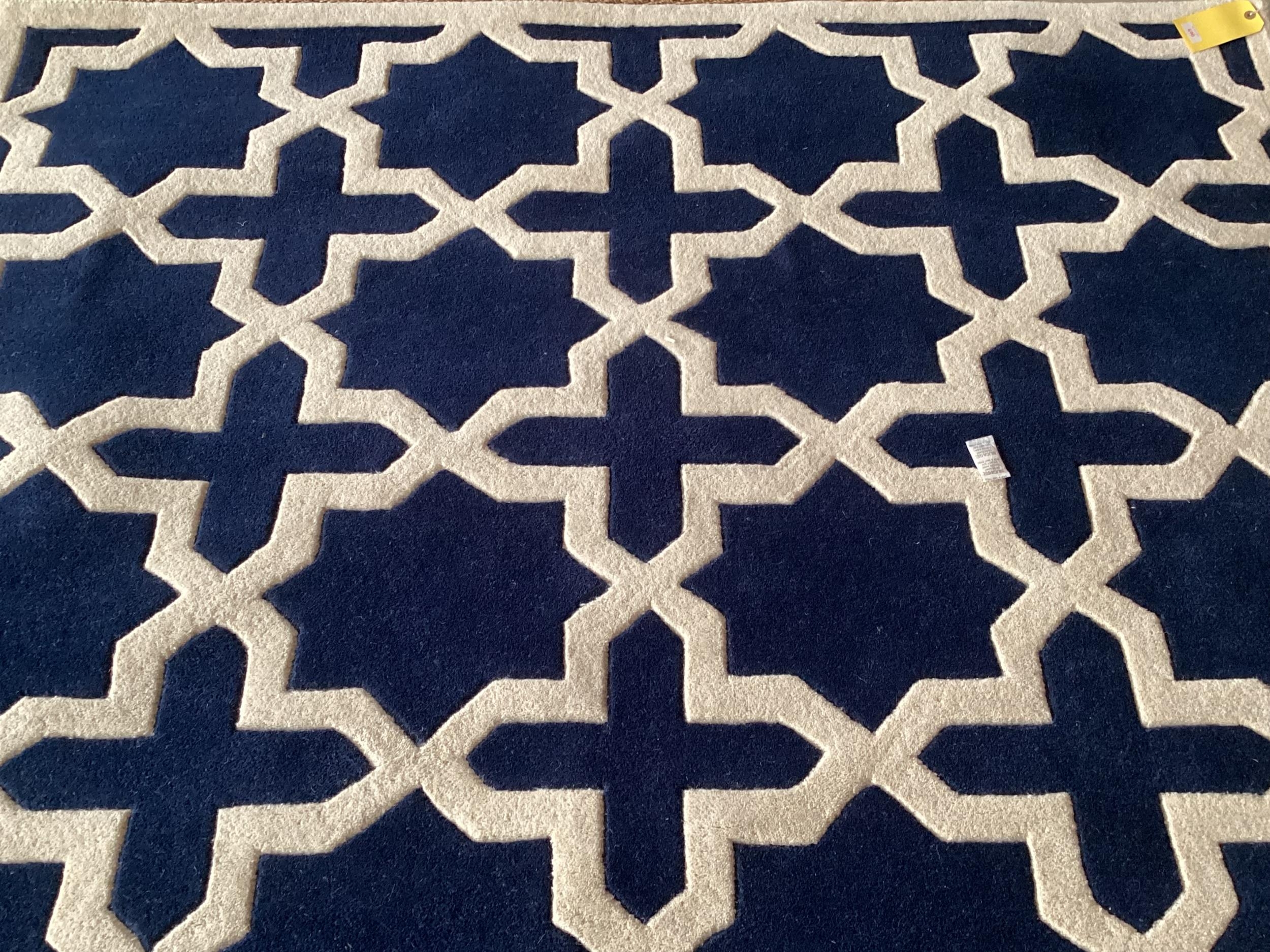 An excellent quality, as new, from original packaging, dark blue and ivory coloured Indian rug, - Image 3 of 5