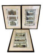 Set of three framed and glazed architectural prints, "View of the Guild Hall, Grocers Hall etc",