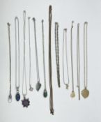A collection of silver yellow and white metal jewellery