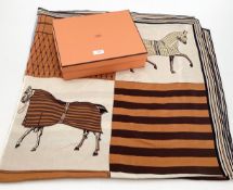 A Hermes silk and wool scarf or shawl with original box