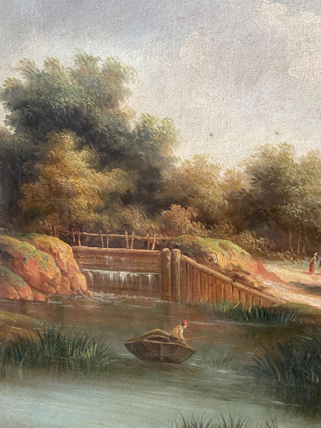 ALLESSANDRO MAFFEI CIRCA 1790-1859, Italian, Oil on canvas, Country River Scene, signed lower right, - Image 5 of 6