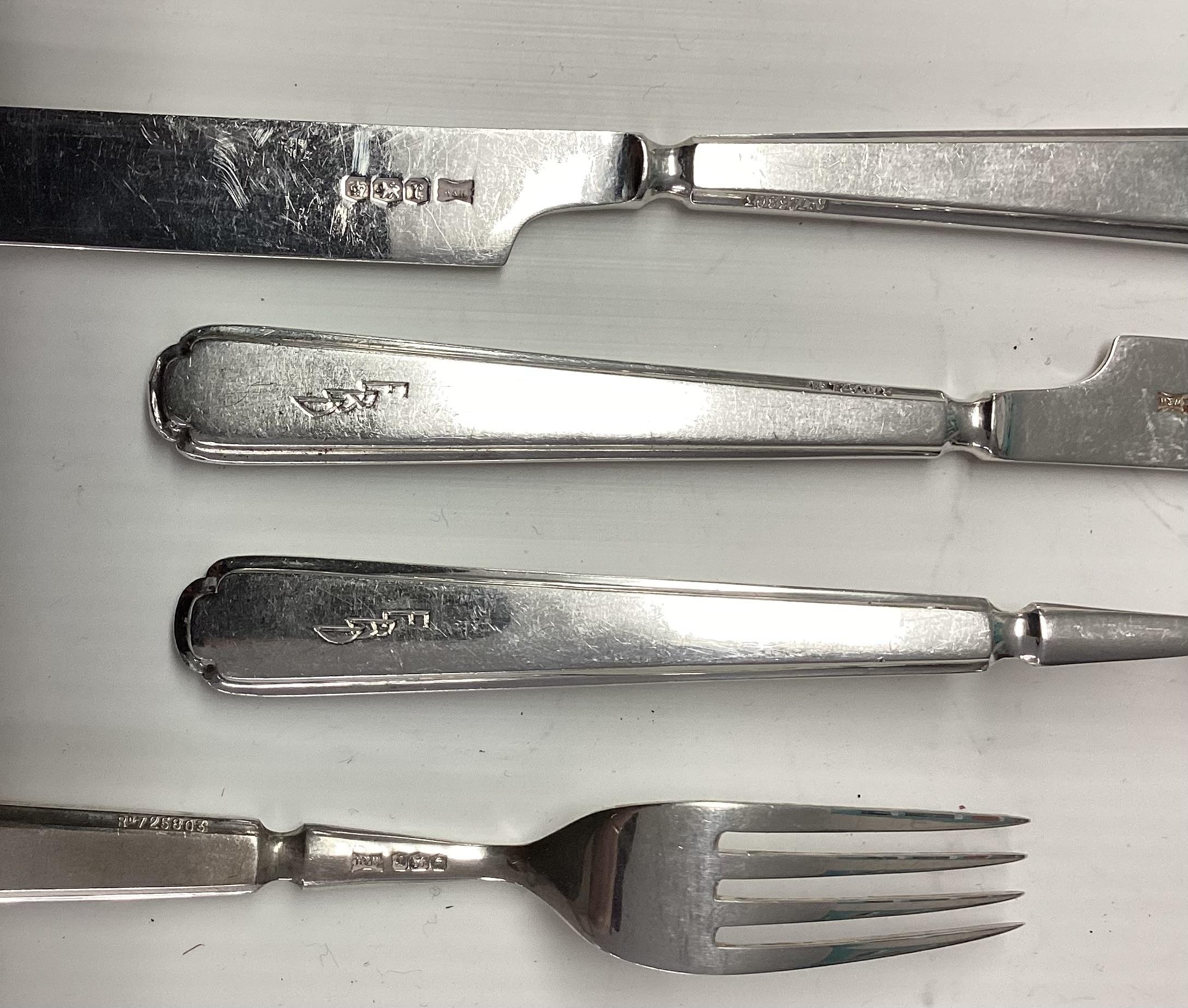Collection of 18 Knives and Forks, fish, fruit, Initials FBO, approx 73 ozt - Image 3 of 3