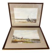 John Sutton, pair watercolours, labelled verso North Norfolk Estuary and September Afternoon Cley,