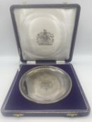 A sterling silver commemorative salver in presentation box. 653/3500. By Historical Heirlooms