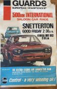 Guards European Championships original Castrol poster, 500km International Saloon Car Race,