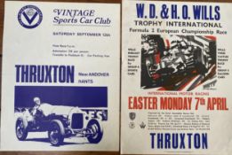 Two original Motor Racing posters, Thruxton vintage sports car club, September 13th, condition