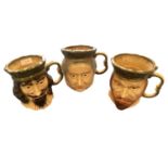 Three Kingston pottery ceramic Toby jugs, Kings and Queens of England.