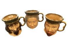 Three Kingston pottery ceramic Toby jugs, Kings and Queens of England.
