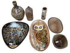 Quantity of studio pottery items to include two Chelsea Pottery Chargers