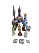 Collection of opalescent glass perfumes and other items some damaged, largest 31 cm H