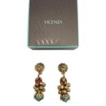 A pair of couture chandelier style earrings set with synthetic hardstones by Moschino