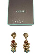 A pair of couture chandelier style earrings set with synthetic hardstones by Moschino