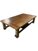 A large teak coffee table (was made from African railway sleepers) 43cm high, 92cm/164cm top