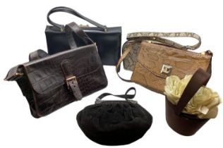 Six Vintage handbags to include MULBERRY brown leather ladies shoulder bag, some slight wear; Lulu
