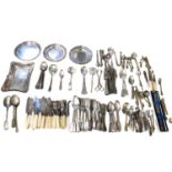 A collection of silver plated flatware and other items