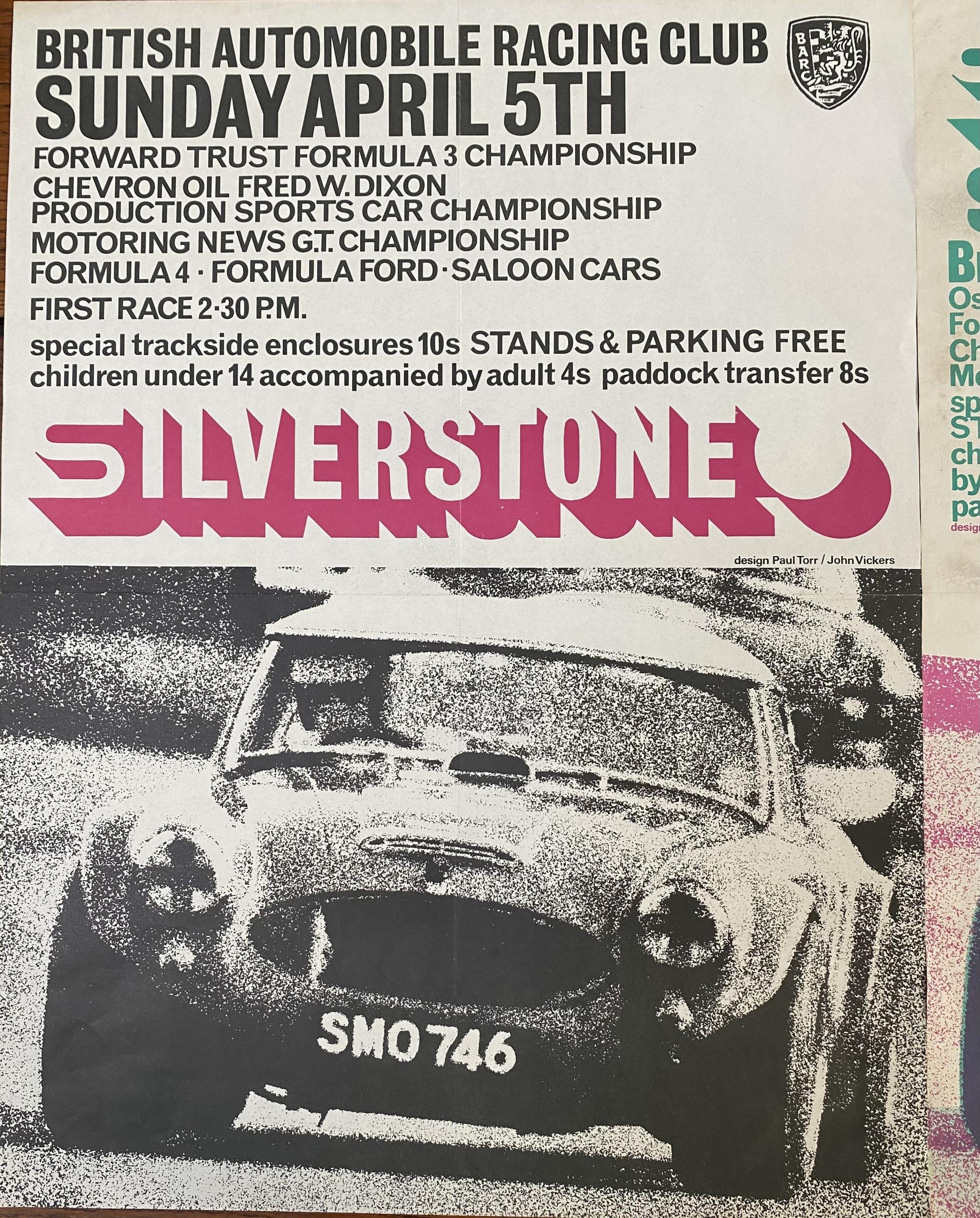 Two original BARC motor racing posters, Silverstone 5th April, 31st May, one in good order, one with - Image 4 of 5