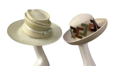 PHILIP TREACY Parasisal straw hat, and a vintage felt Frederick Fox hat