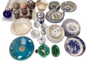 A quantity of blue and white china, including Yuan Wood and Sons, Royal Copenhagen, Booths and