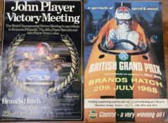 Two original motor racing posters, RAC British Grand Prix, Brands Hatch 20th July 1968, Condition
