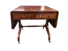 Regency inlaid mahogany sofa table , 2 drawers opening to each side (4 drawers in total), 137 cm