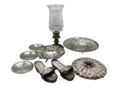 A collection of Middle Eastern silver and unmarked metal items to include a pair of decorative