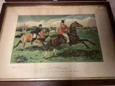 Two framed and glazed John Leech hunting prints 45 x 70cm, condition good; and "No Consequence" 58 x