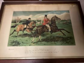 Two framed and glazed John Leech hunting prints 45 x 70cm, condition good; and "No Consequence" 58 x