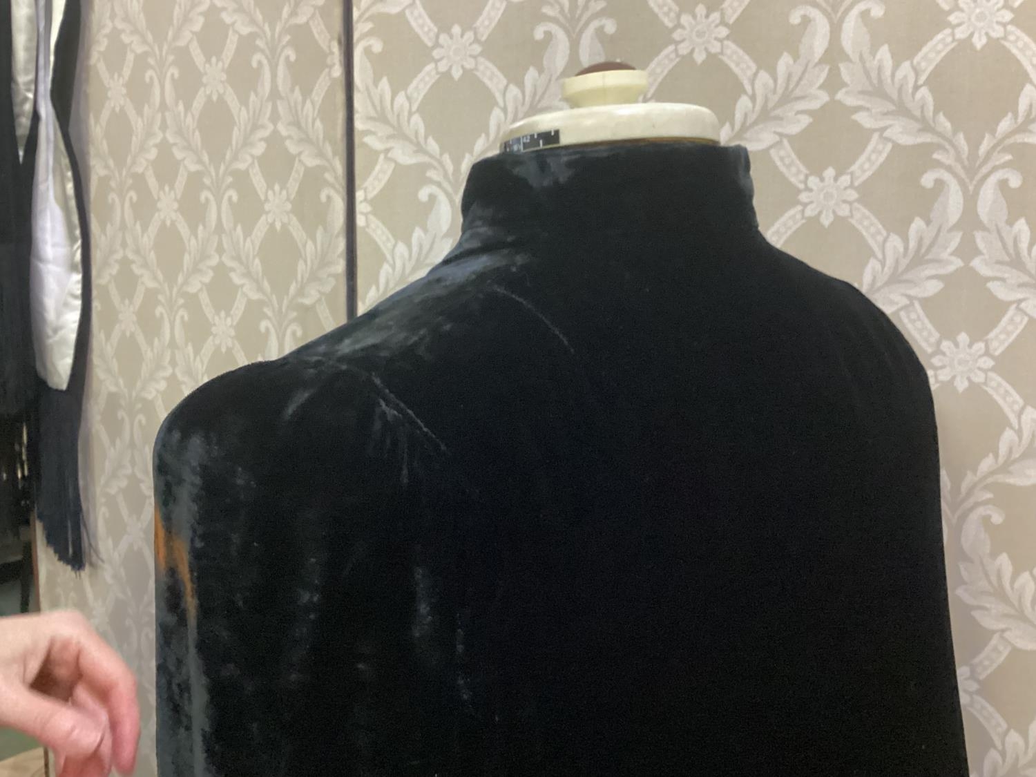 Two vintage black velvet capes, one with mark to shoulder and one with stains to lining and a velvet - Image 6 of 11