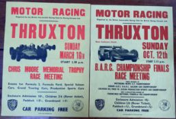 Two original BARC motor racing posters. Thruxton October 12th and 16th March, Championship Finals