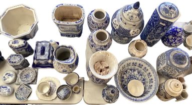 A quantity of decorative blue and white china, including vases, see images for details, all as found