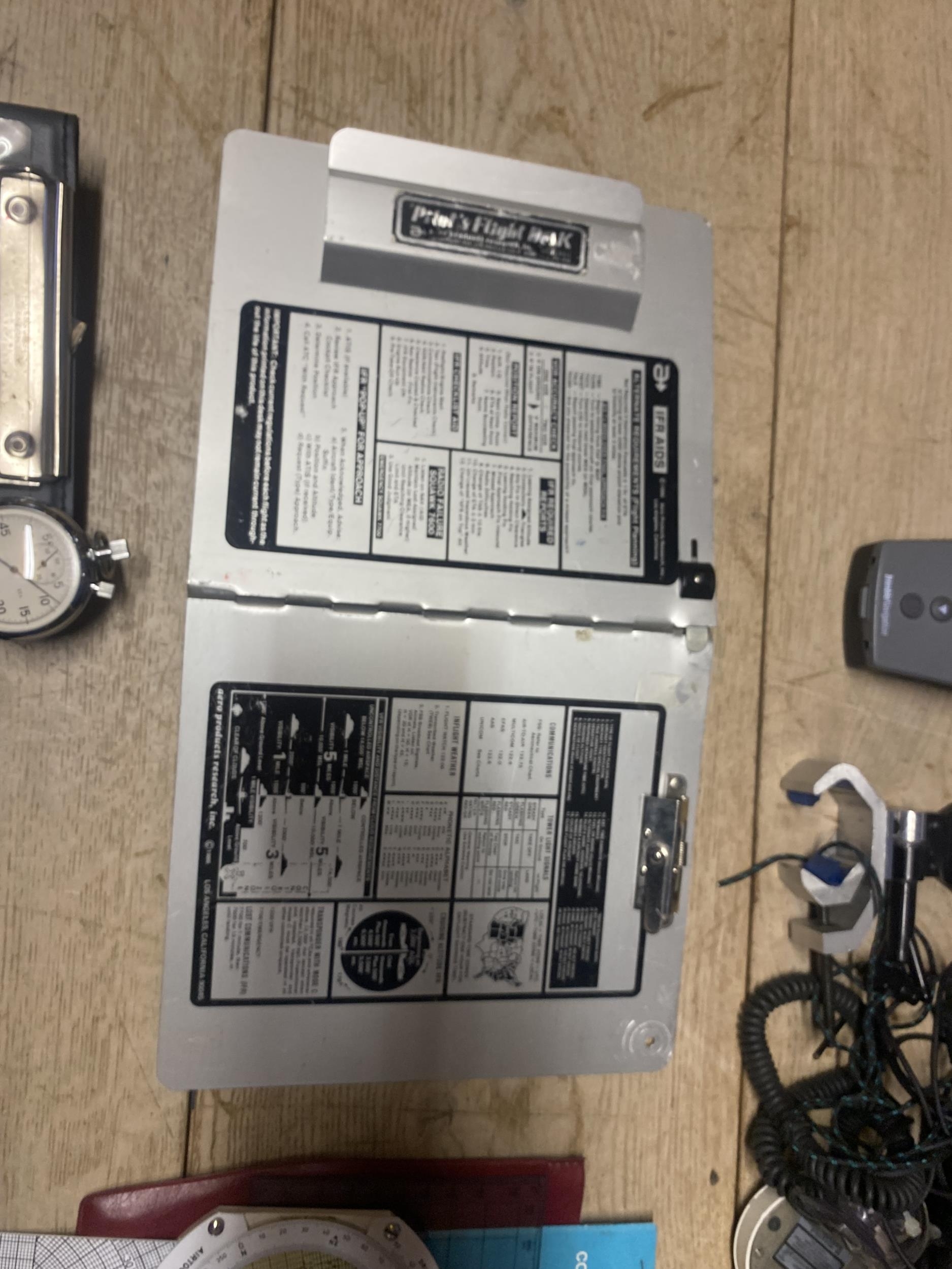 A quantity of pilot's/flying equipment, to include two flight bags, one leather, one canvas, Trimble - Image 9 of 12