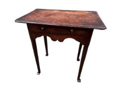 Small oak wine table with central drawer, a small oak lowboy, and a galleried wine table with