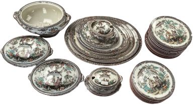 An H & H Pekin pattern part dining service to include meat platters lidded tureens etc.