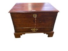 Oak bible box, with rising lid and drawer below. Key present 55 cm W x 38 cm D x 41 cm H
