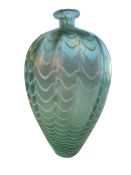 A Swedish green and opalescent blown glass vase by Bertil Ballien for Kosta Boda signed and numbered