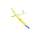 Radio controlled model glider with transport/storage sleeves. Yellow and Blue. 157 cm L x 339 cm