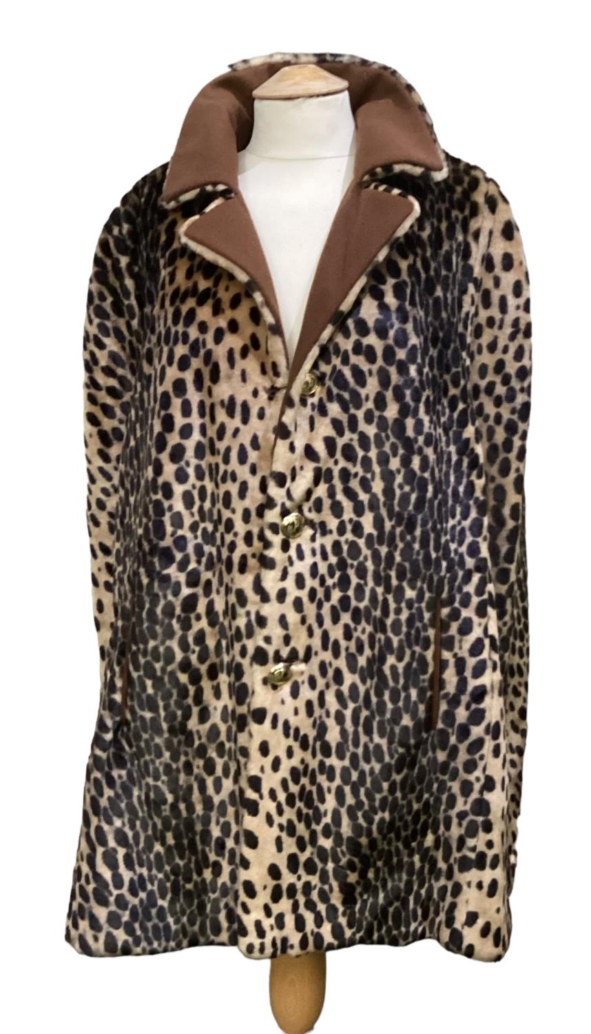 BIBA reversible camel wool and faux leopard print cape, good condition (buttons slightly loose)