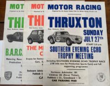 Three original motor racing posters, Thruxton 4th May BARC race meeting, condition, good with
