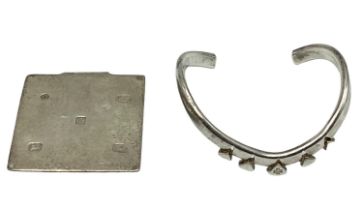 A Sterling silver money clip together with sterling silver bangle bracelet, 36.5 g