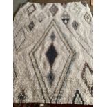 A modern Berber cream rug, with colour diamond geometric design patterns 180 x 246cm