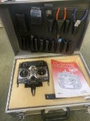 JR X-378 Remote Control in customised metal case with instruction manual and various tools.