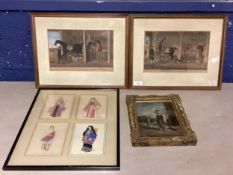 Four framed and glazed prints to include two of modern equestrian prints depicting a coloured