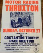 Eight original BARC motor racing posters from Silverstone and Thruxton. One with printed