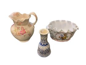 Mixed collection of ceramics to include porcelain Royale planter, Izink style vase, Staffordshire
